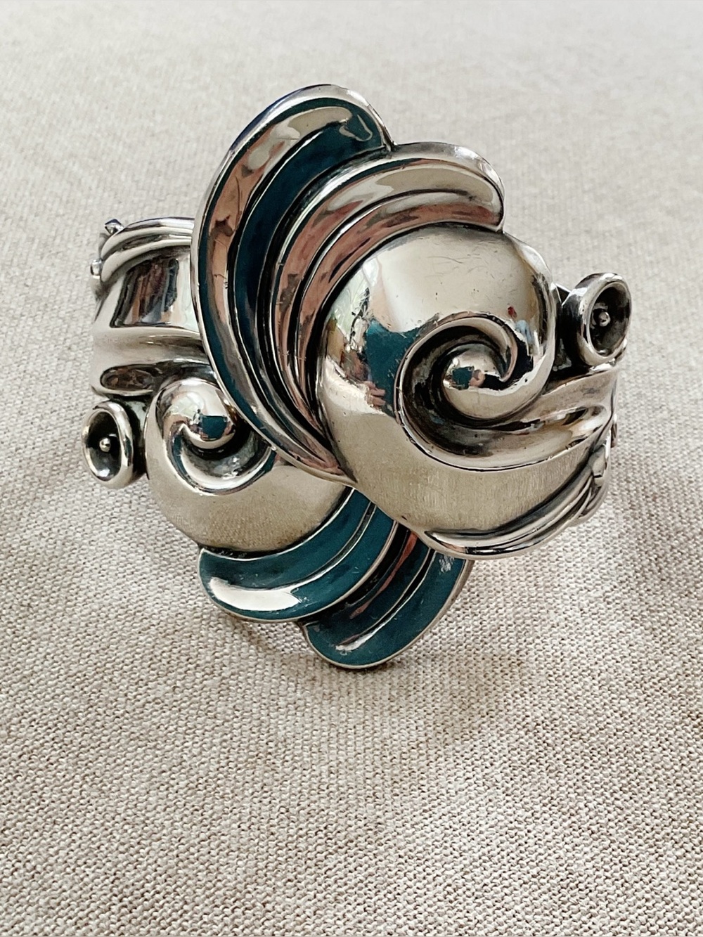 Vintage Gerardo Lopez Taxco Sterling Silver Clamper Bangle Cuff Bracelet 60g